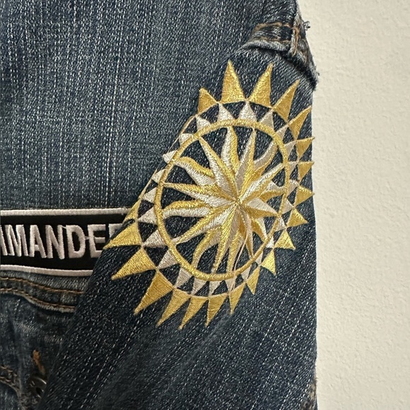 Ethyl vintage denim jacket with patches size large upcycled Indie - Picture 4 of 9
